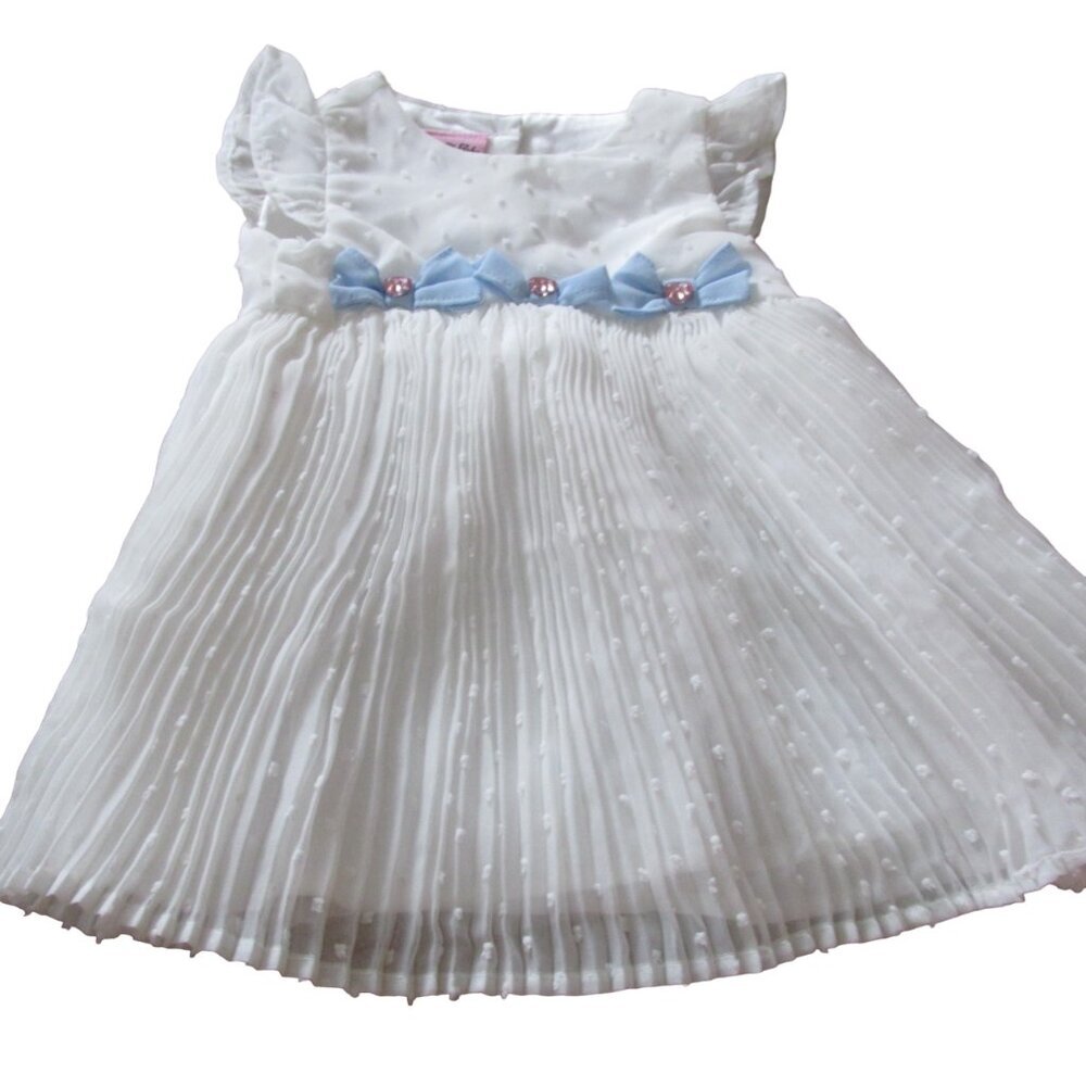 Nannette Baby Dress Toddler Girls 12M White Short‎ Sleeve Bows Easter Fancy